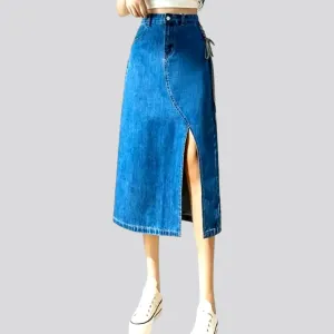 Medium-wash 90s jean skirt
 for women