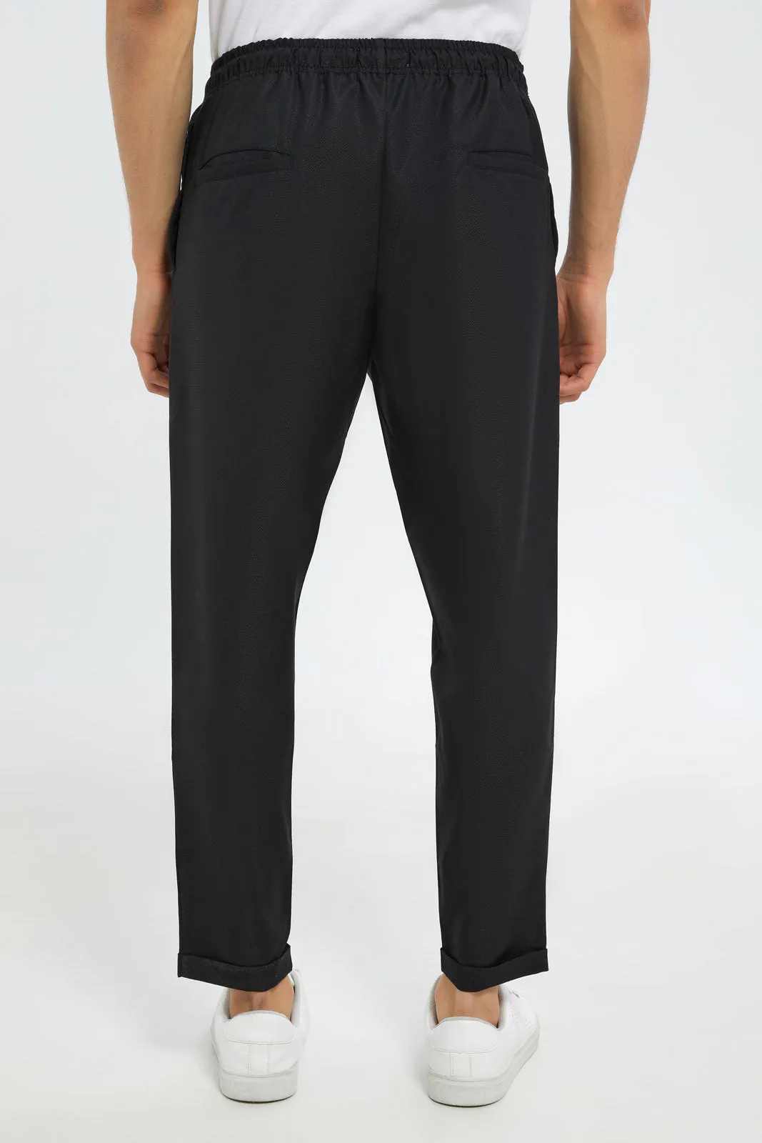 Men Black Pull-On Trousers