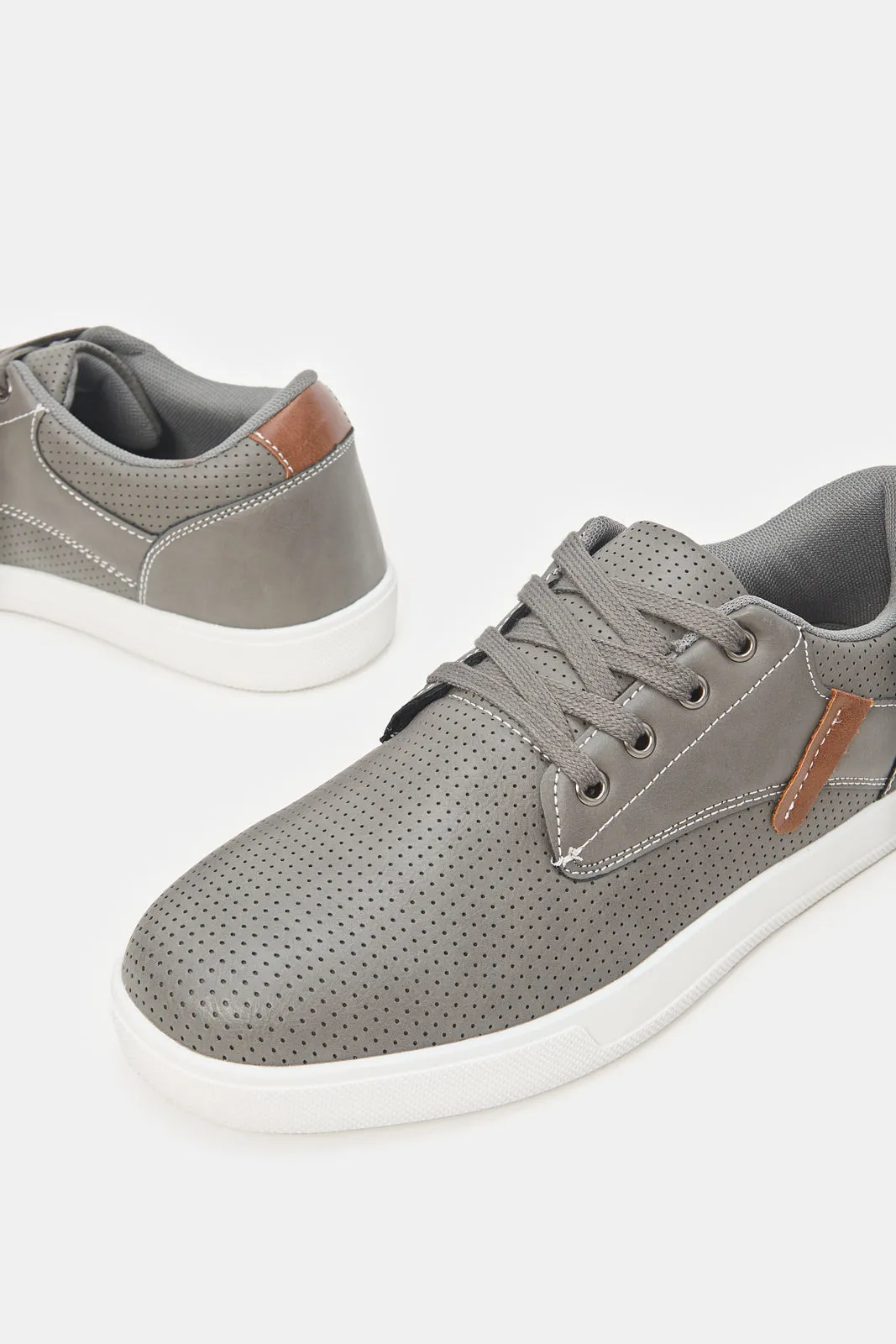 Men Grey Textured Sneakers