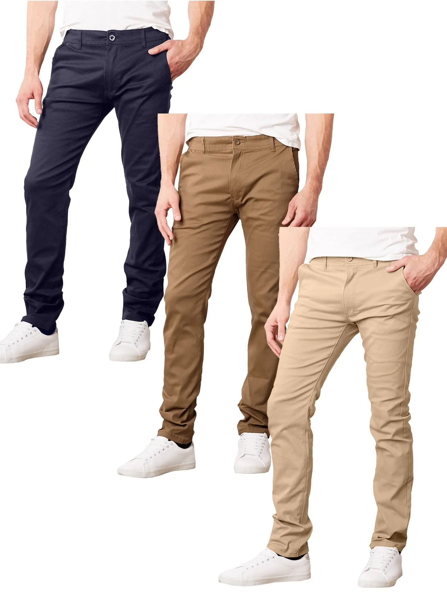 Men's Super Stretch Slim Fit Everyday Chino Pants (Sizes, 30-42) 3-PACK