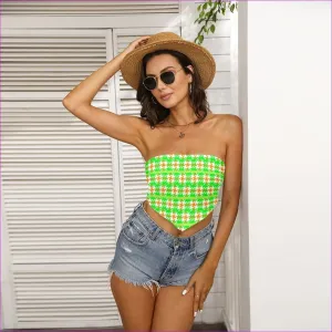 Neon Houndstooth Womens Tube Top Voluptuous (Plus Size)