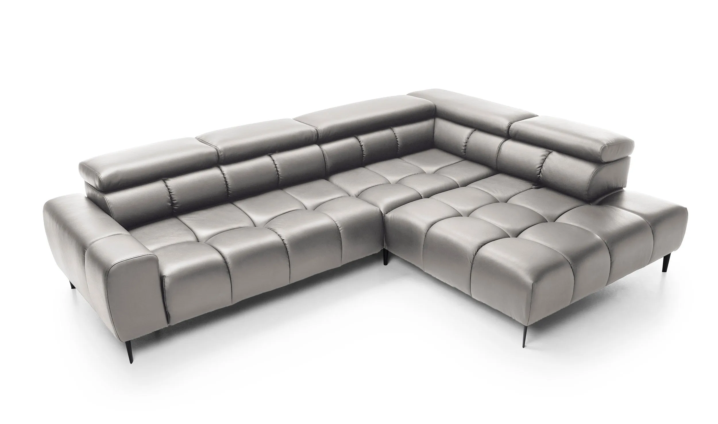 PALACE L Natural Leather 118" x 85" Wide Sectional with Electric Seat Extension