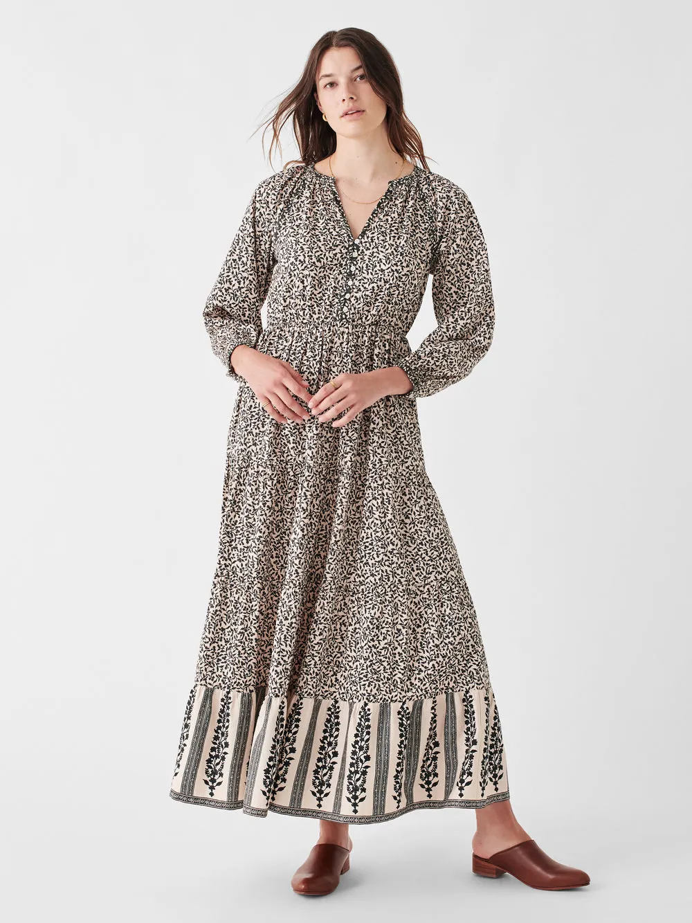 Phoebe Block Print Dress in Wildwood Vines