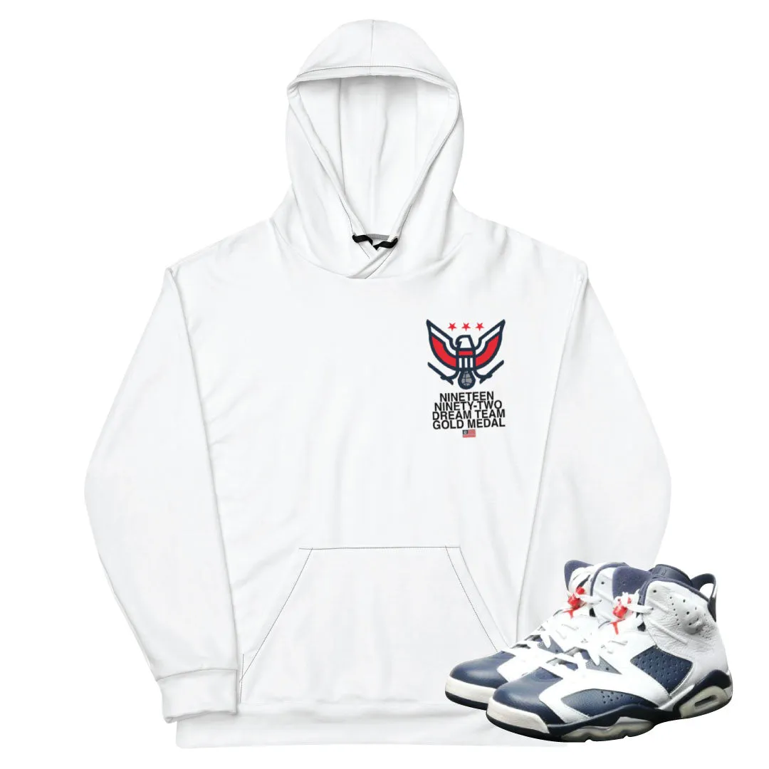 Retro 6 Olympic Dream Team American Eagle Hoodie (White)