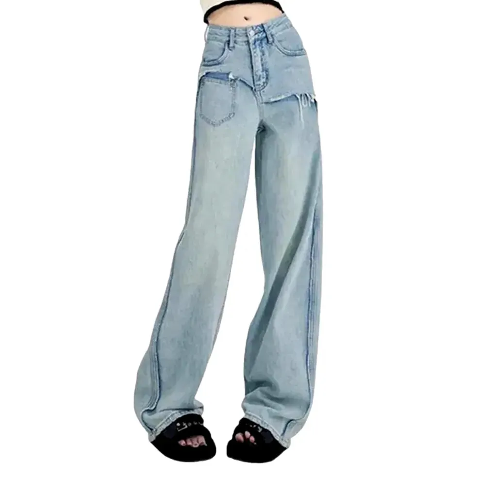 Retro layered wide fit jeans for women