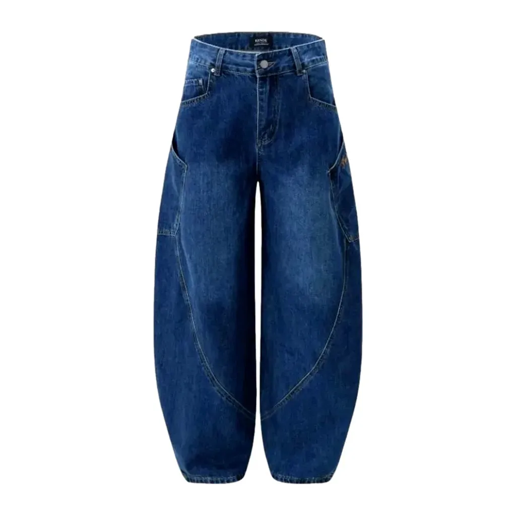 Sanded stonewashed baggy-fit jeans for men