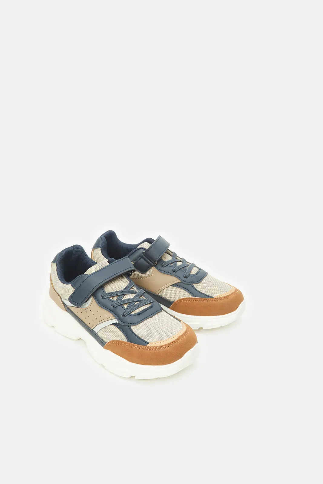 Senior Boys Beige And Navy Chunky Sneaker