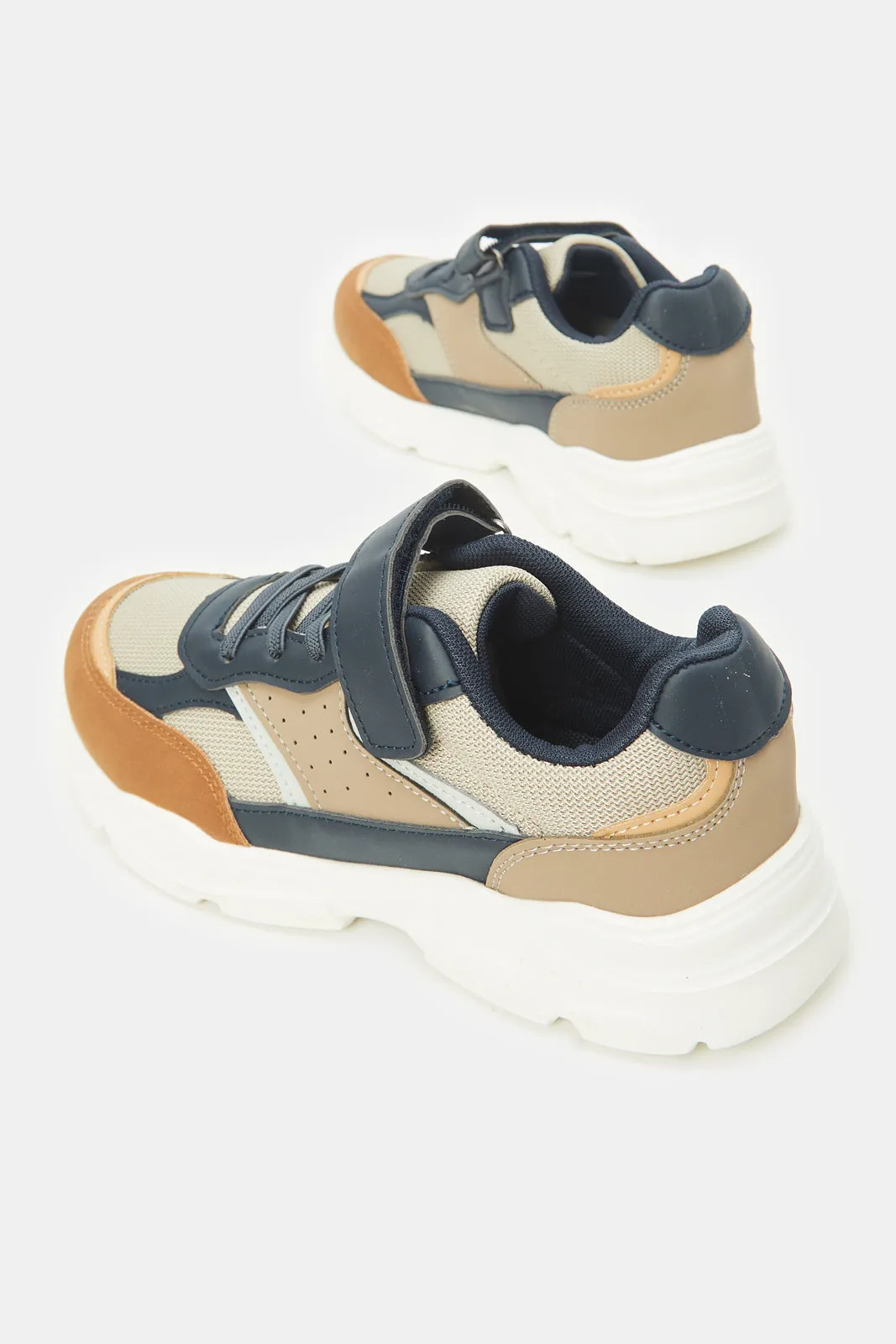 Senior Boys Beige And Navy Chunky Sneaker