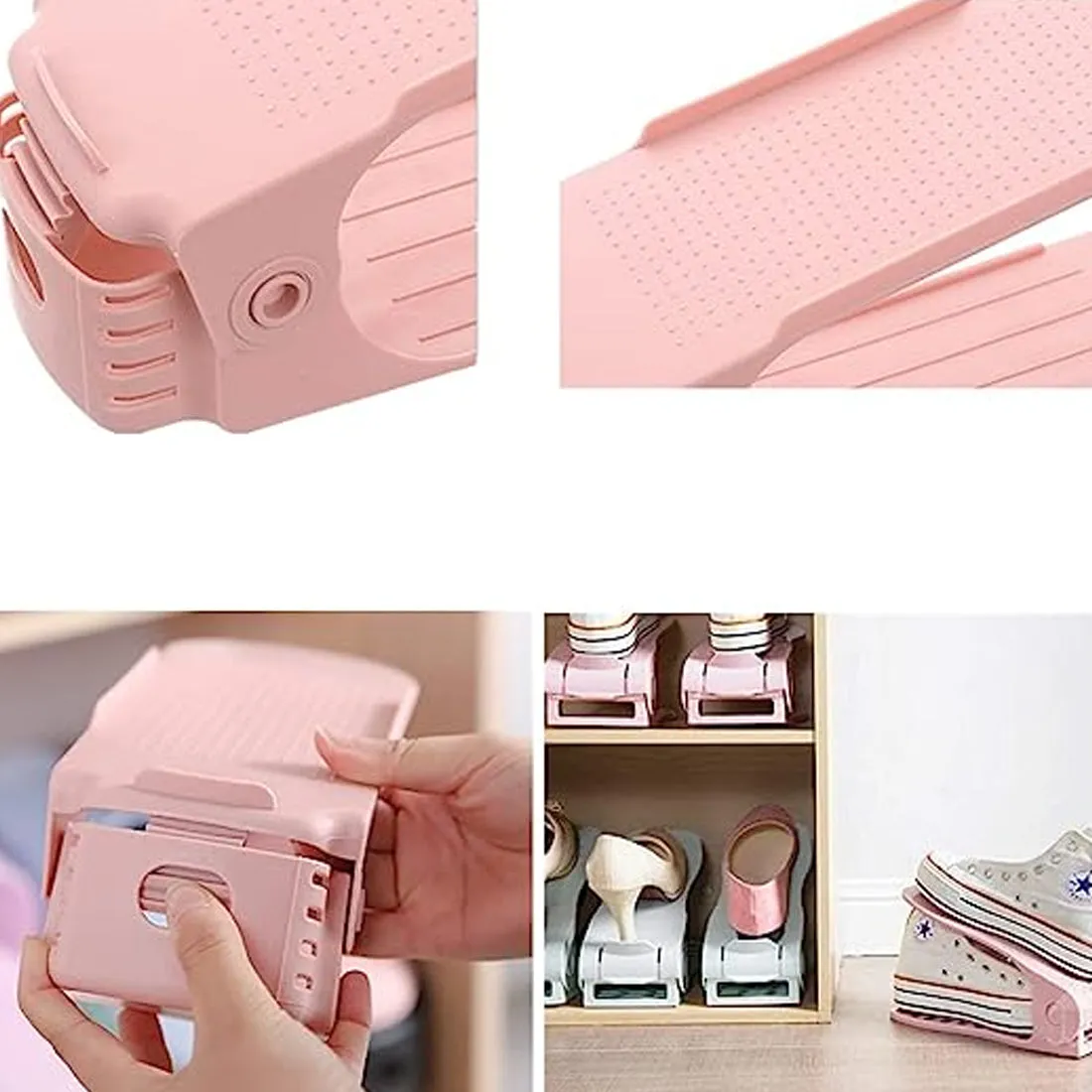 Shoe Double Decker - Efficient Space-Saving Organizer- Pink