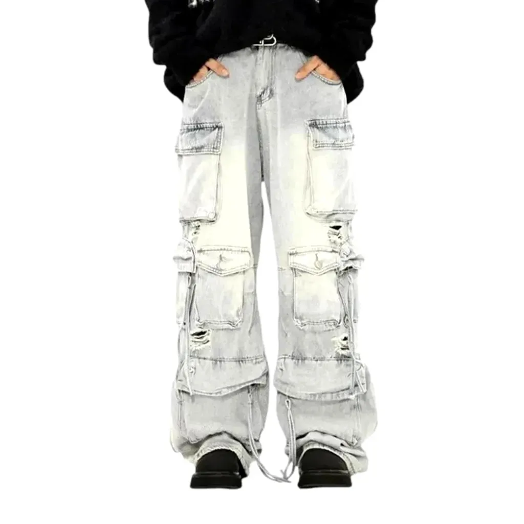 Vintage distressed mid-rise men's jeans