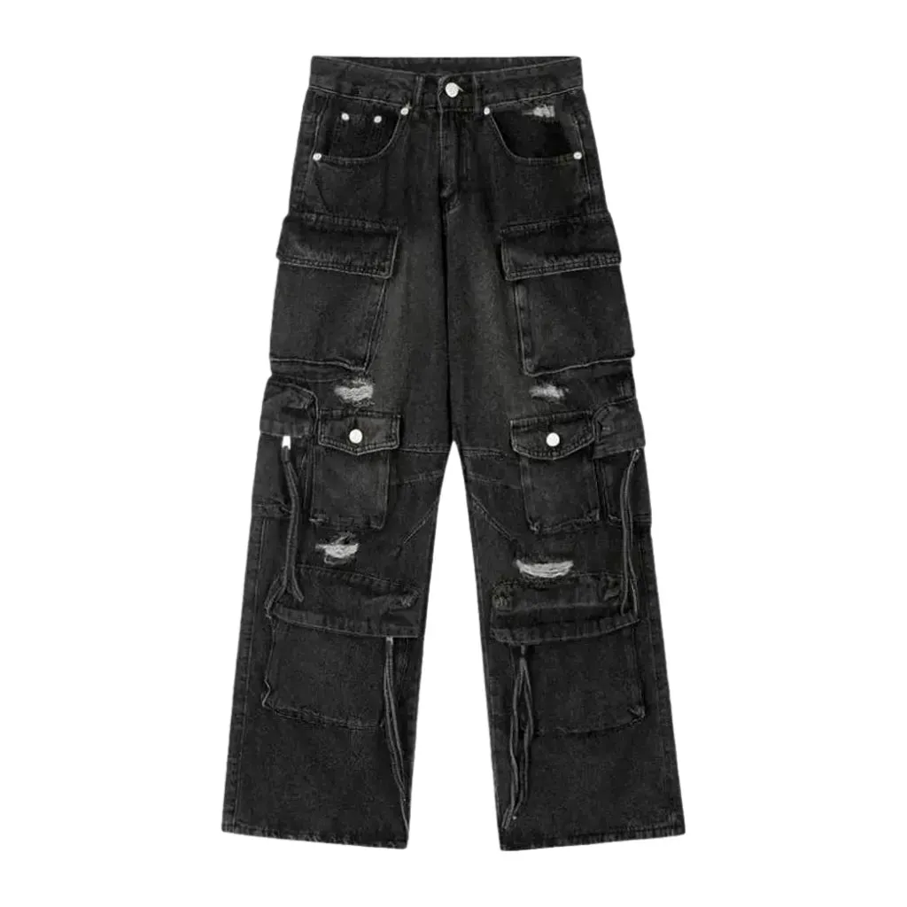 Vintage distressed mid-rise men's jeans