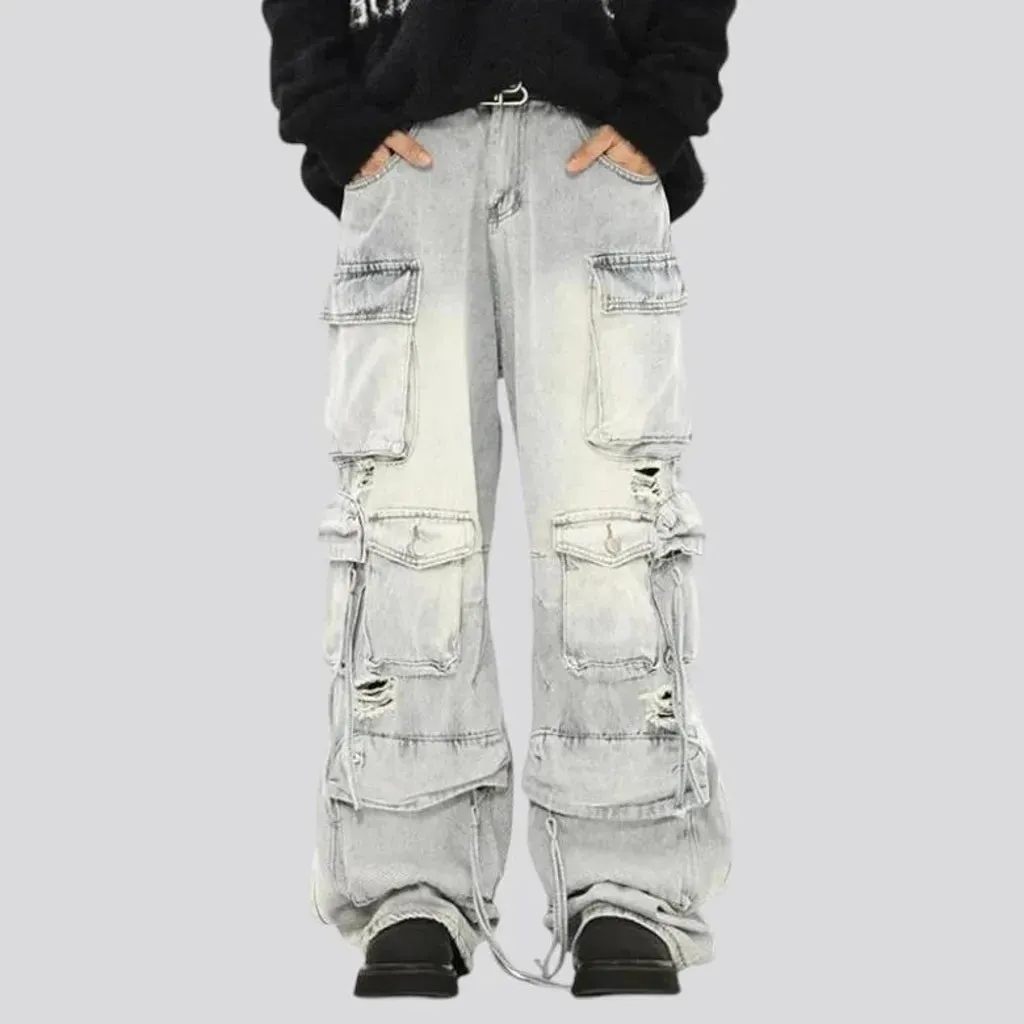 Vintage distressed mid-rise men's jeans