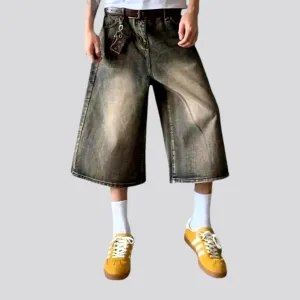 Vintage style baggy men's denim shorts