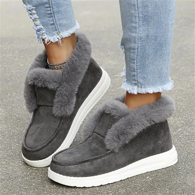 Women's Ankle Boots Winter Solid Color Warm Suede Plush Snow Boots