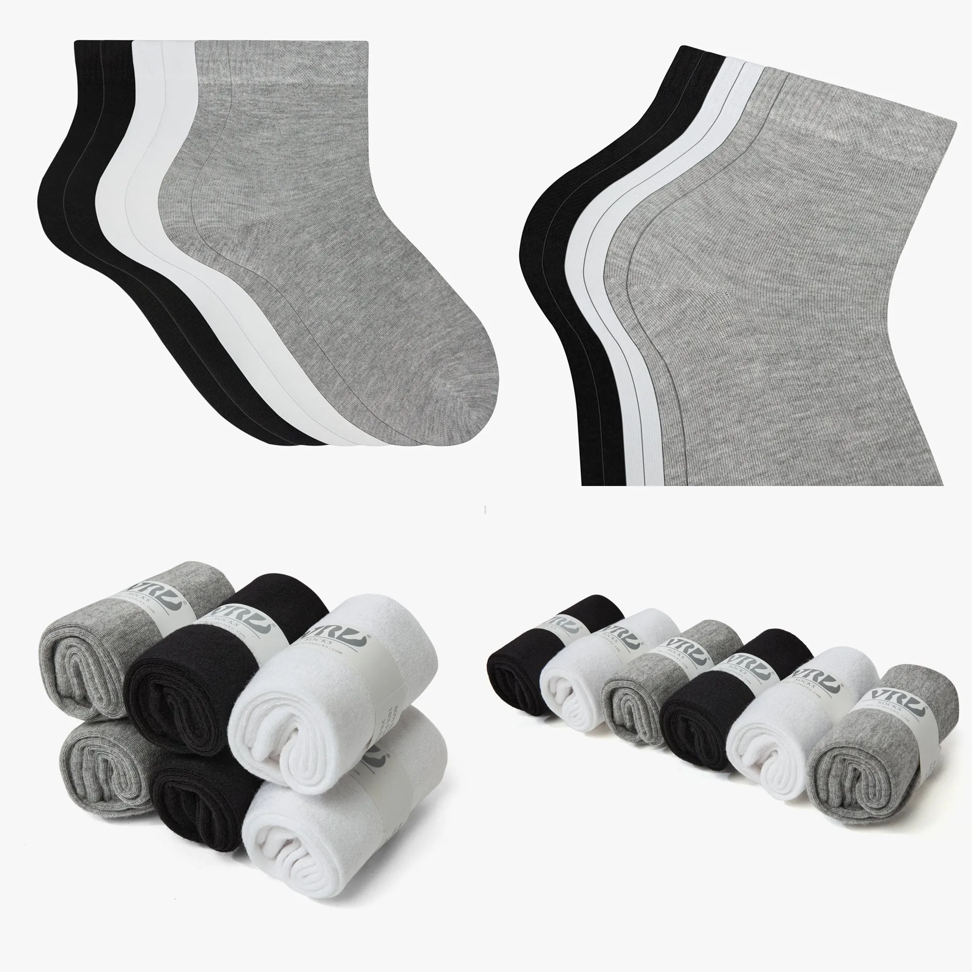 Womens Bamboo Dress Socks | Quarter Crew Length | 6 Pack