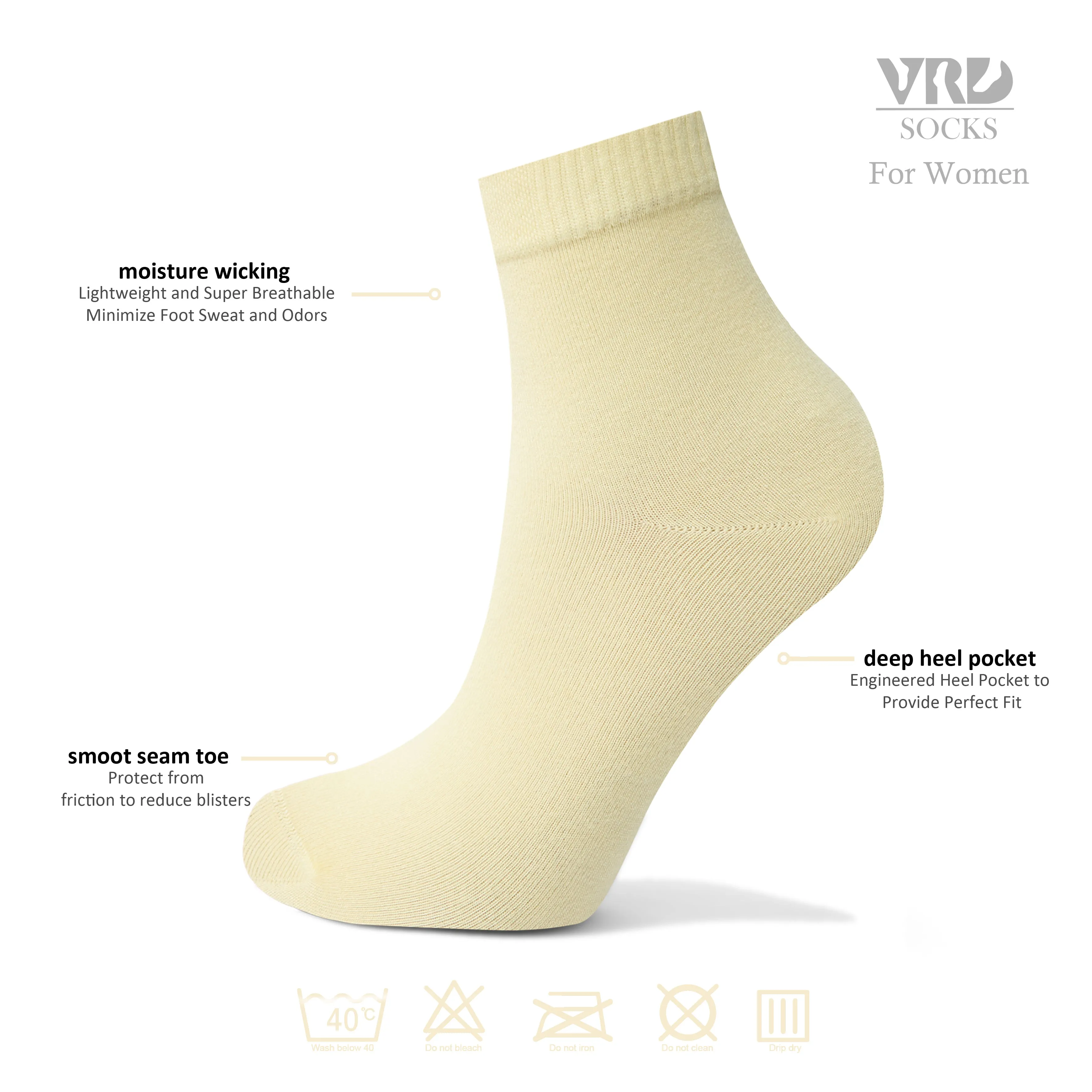 Womens Bamboo Dress Socks | Quarter Crew Length | 6 Pack