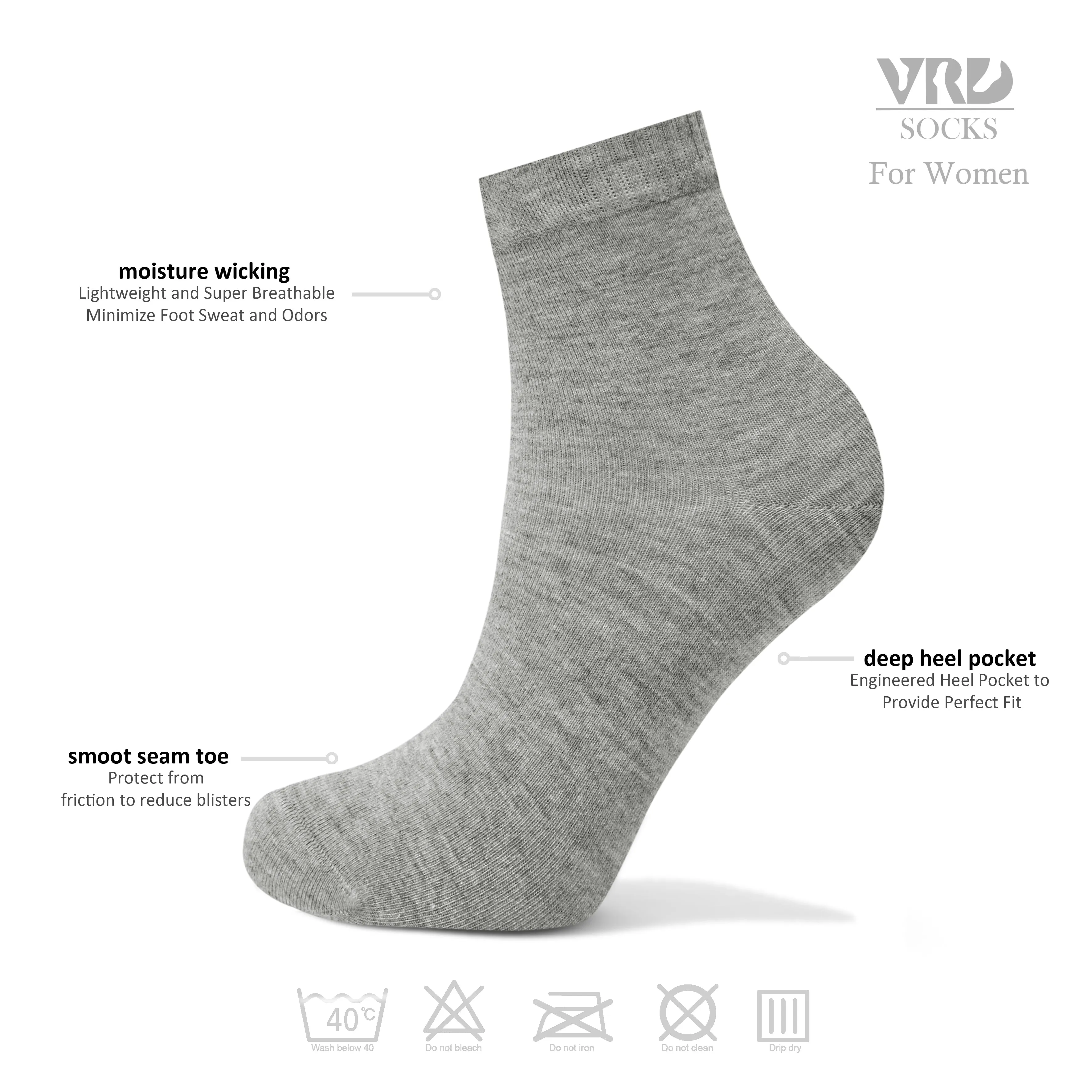 Womens Bamboo Dress Socks | Quarter Crew Length | 6 Pack